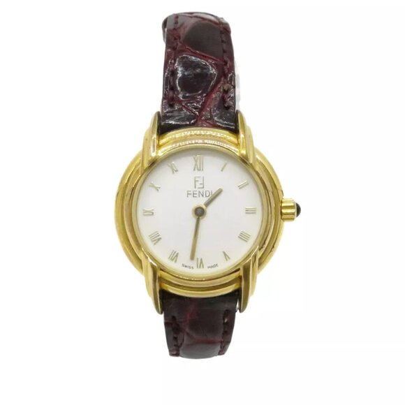 FENDI Quartz Wrist Watch 011-942 Gold Leather - Picture 2 of 12